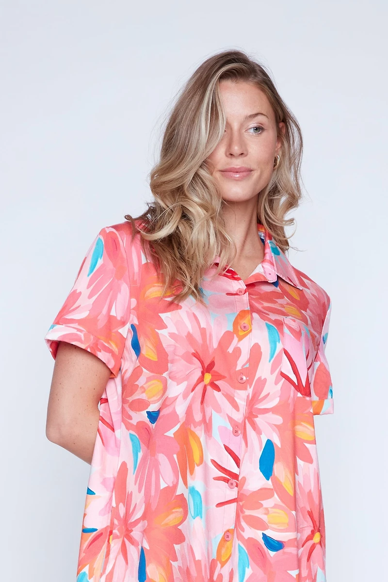 Printed Tencel shirt dress