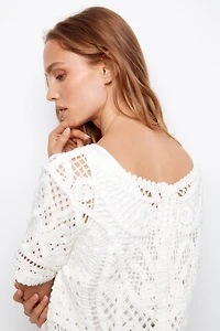 Button front crochet top