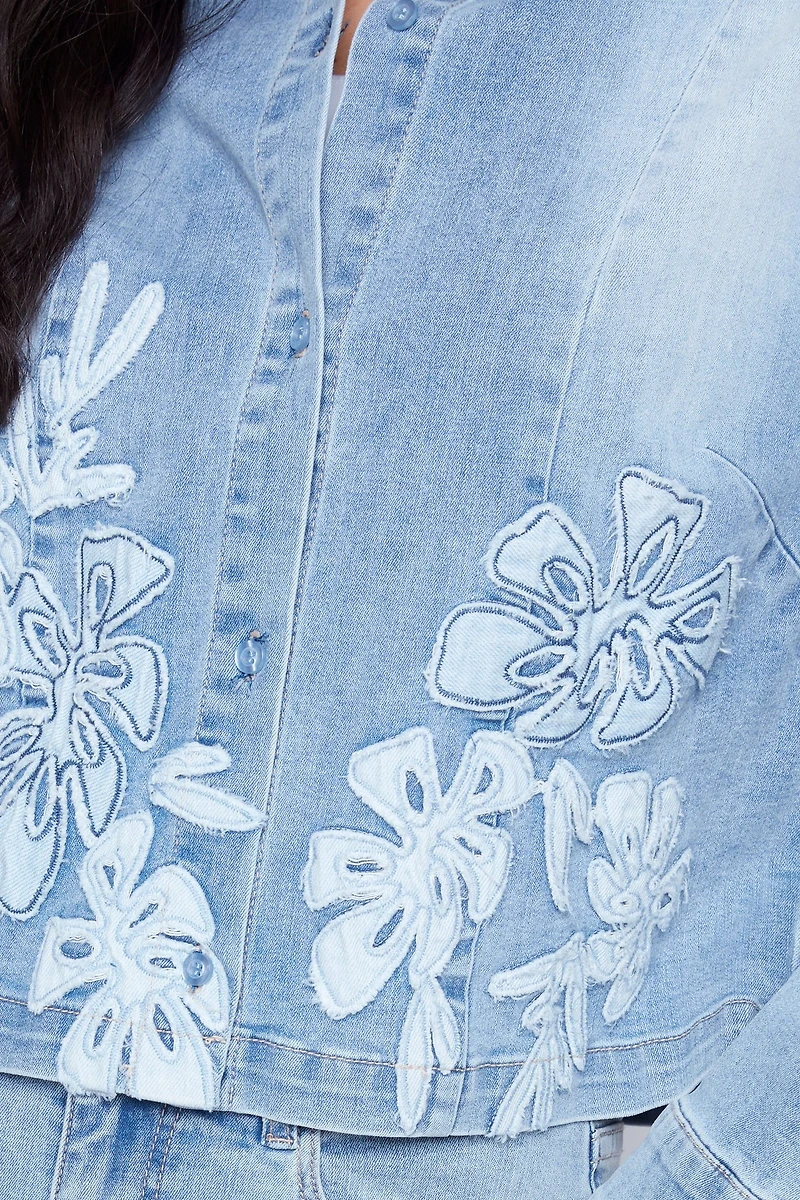 Leaf applique jean jacket