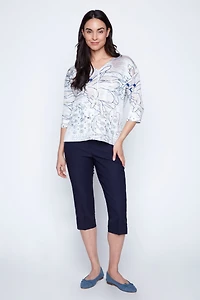 Abstract print knit top