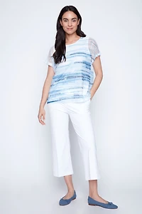 Le haut en crochet imprimé à manches courtes