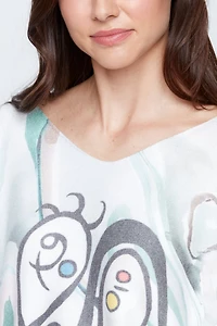 Dolman sleeve picasso print top