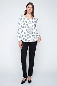 Dolman sleeve dots print top