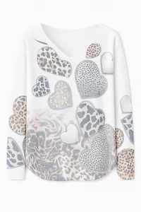 Dolman sleeve animal hearts print top