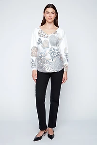 Dolman sleeve animal hearts print top