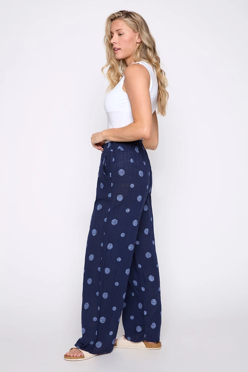 Dot print pull on pant