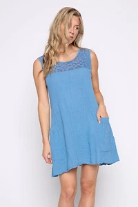 Lace trim cotton dress