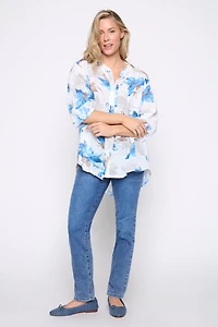 Floral print cotton gauze blouse