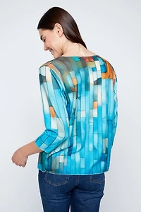 Art deco picasso ladies print knit top
