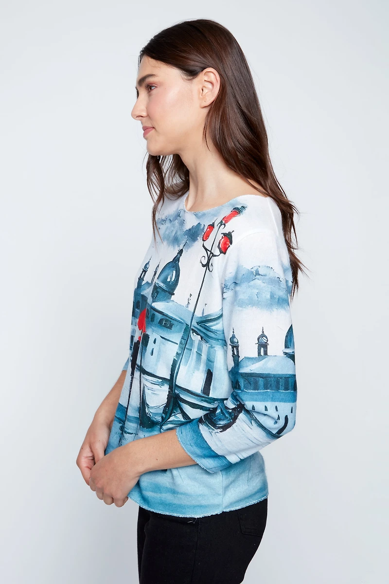 Venice print knit top