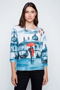Venice print knit top