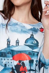 Venice print knit top