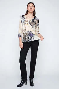 Wild hearts print knit sweater