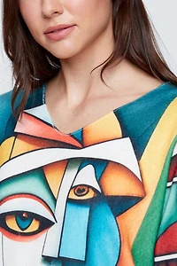 Avant garde face print knit top