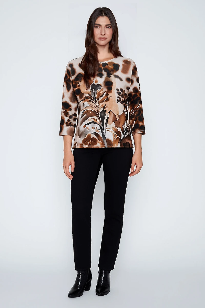 Animal print knit sweater