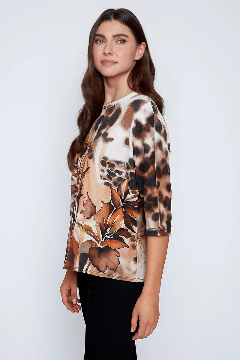 Animal print knit sweater
