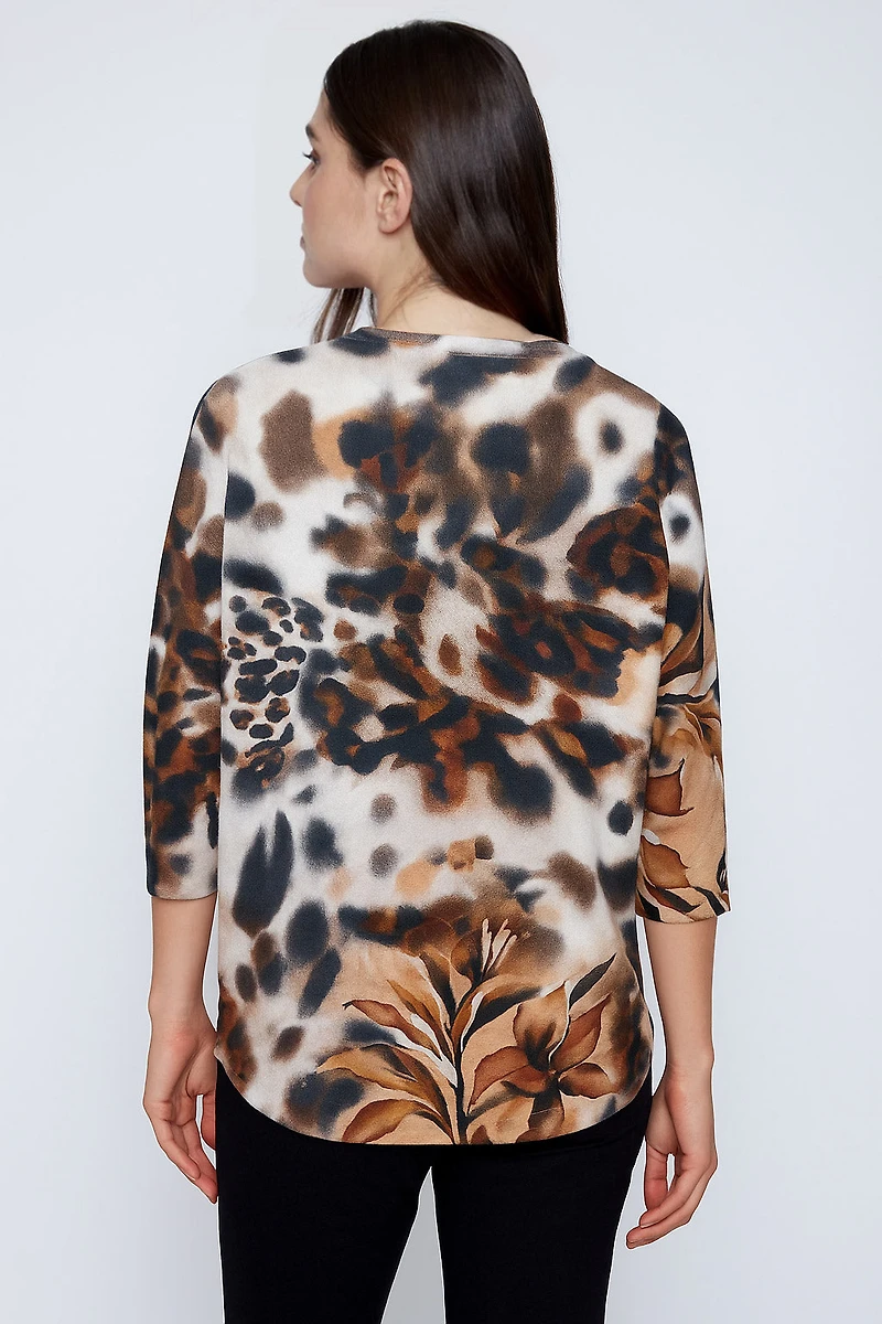 Animal print knit sweater