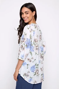 La blouse en gaze de coton à imprimé floral
