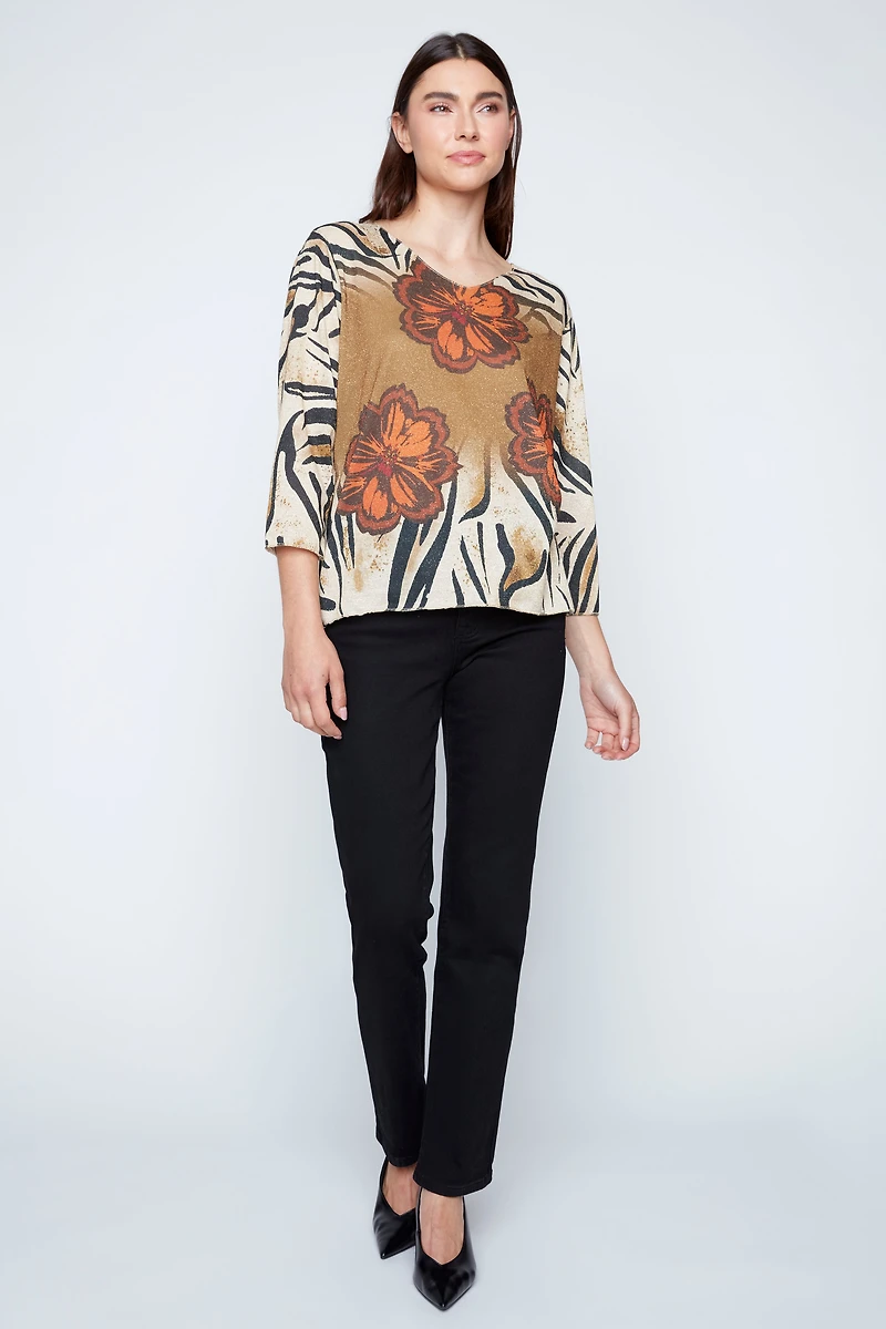 Zebra bloom print sweater