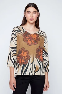 Zebra bloom print sweater