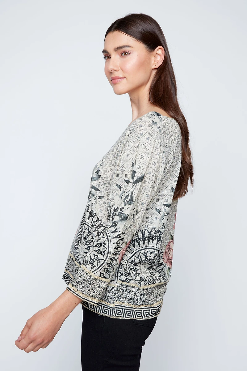 Grecian rose mosaic print sweater