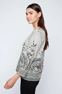 Grecian rose mosaic print sweater