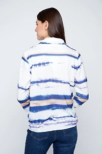 Horizontal stripe sneaker print sweater