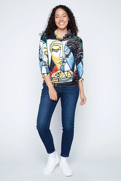 Abstract muse V-neck sweater