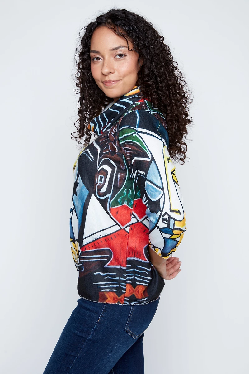 Abstract muse V-neck sweater