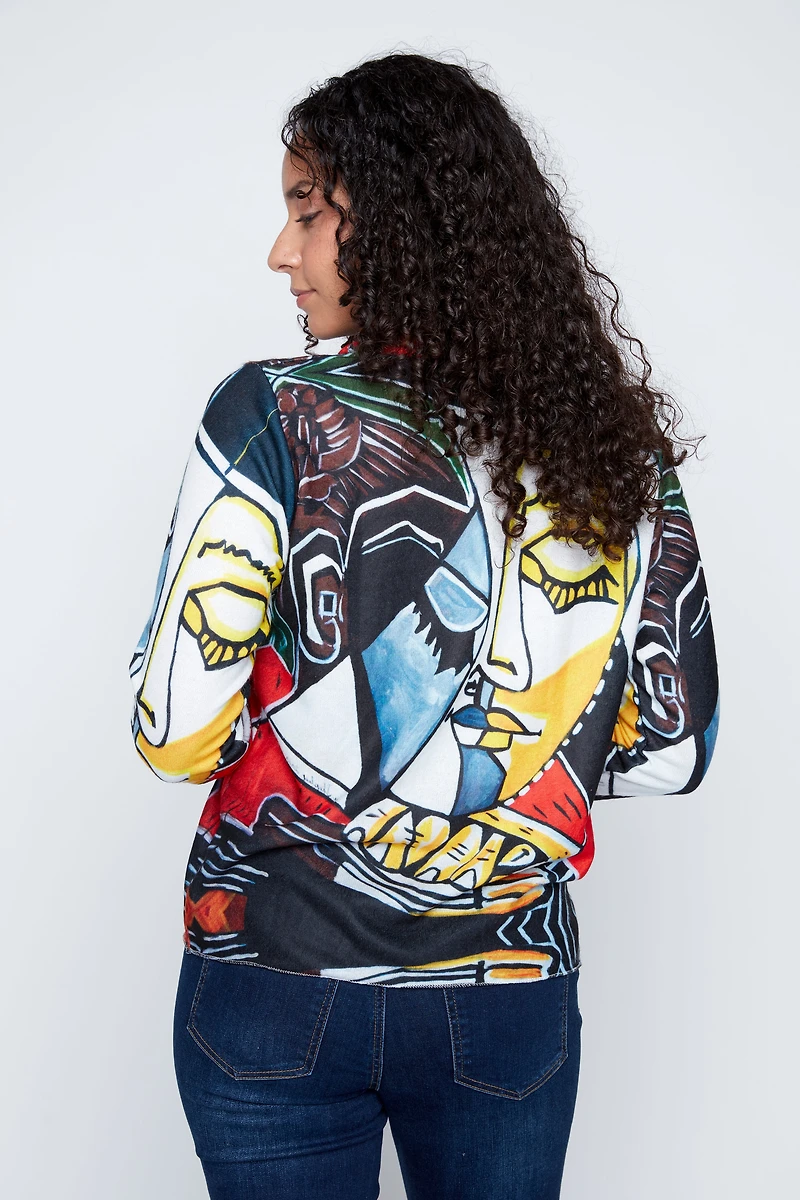 Abstract muse V-neck sweater