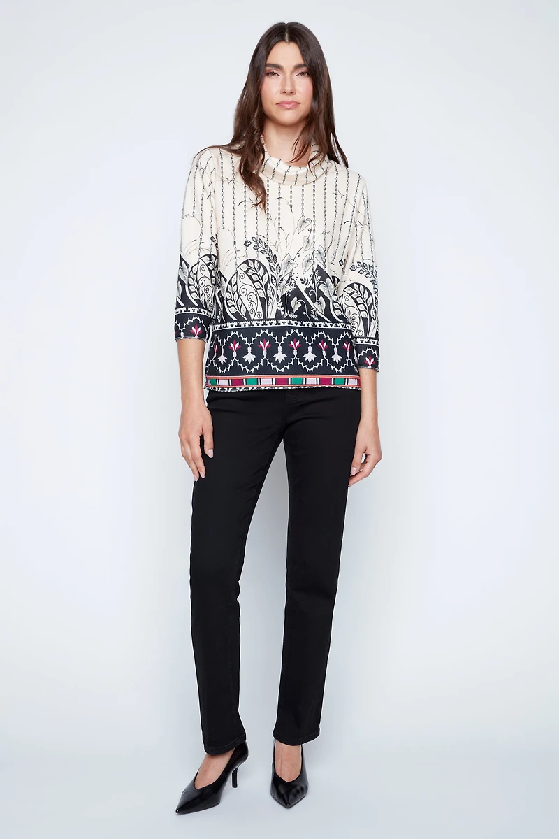 Le pull à imprimé botanique élégant