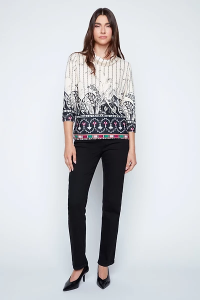 Le pull à imprimé botanique élégant