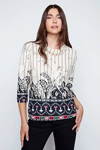 Botanical border elegance print sweater
