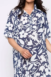 Floral print cotton gauze dress