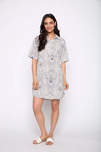 Flower print cotton gauze dress
