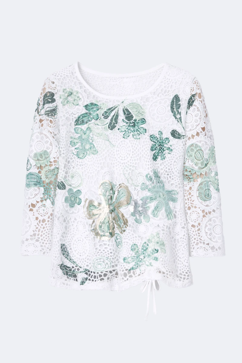 Tropical print crochet top
