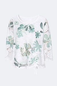 Tropical print crochet top