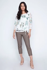 Tropical print crochet top