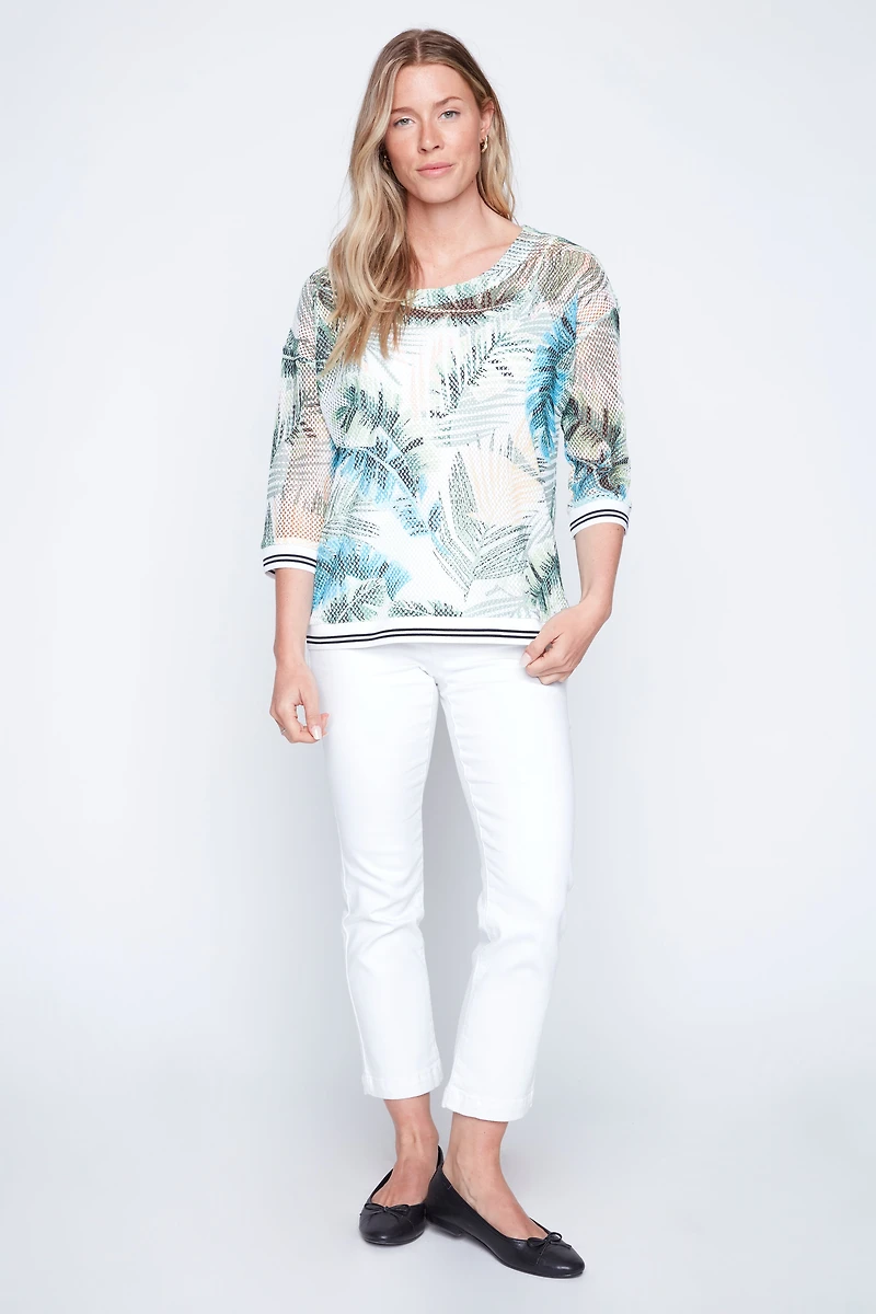 Le haut en crochet à imprimé tropical