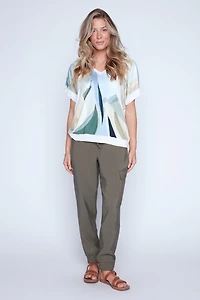 Short sleeve abstract print top