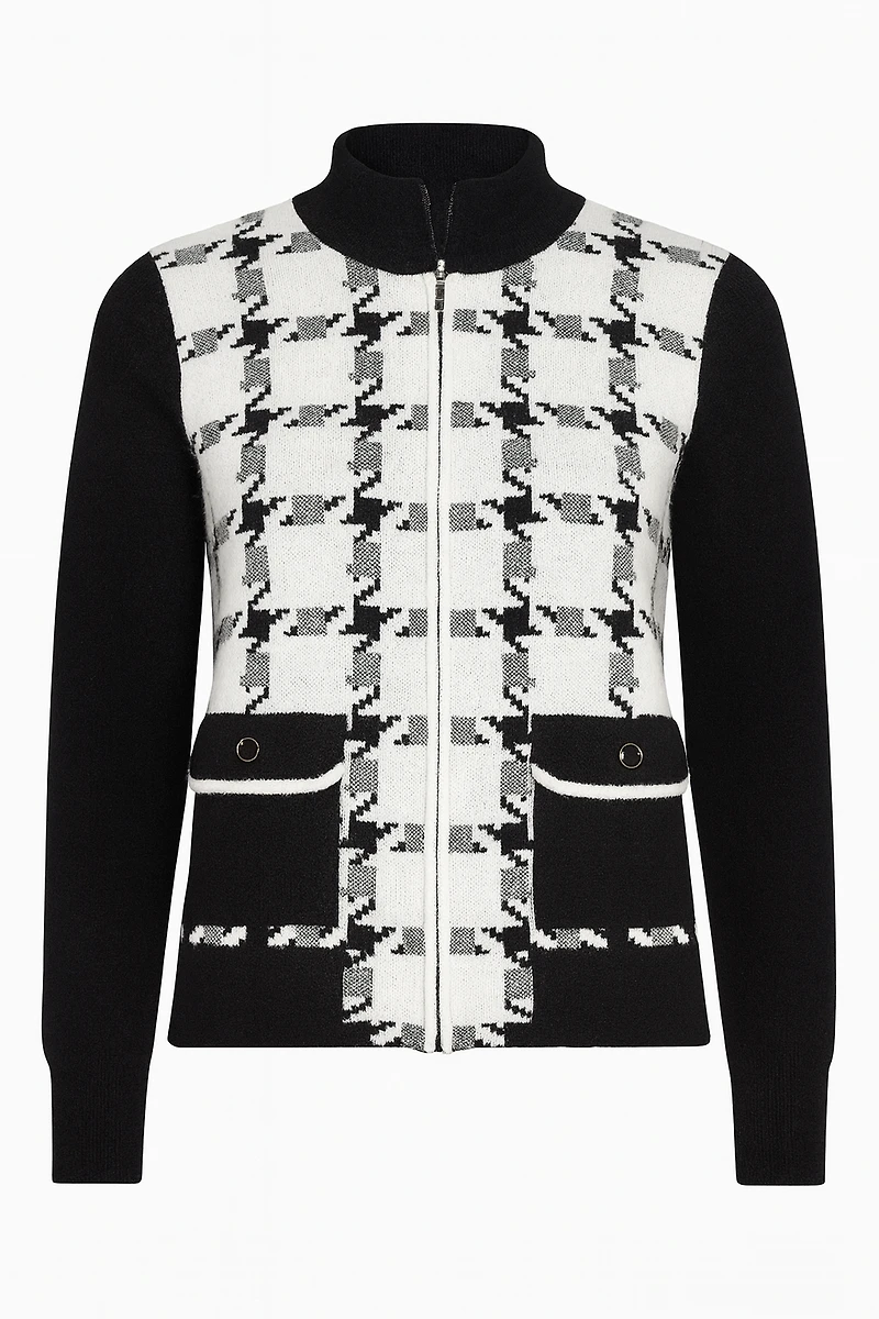 Le cardigan à motif pied-de-poule