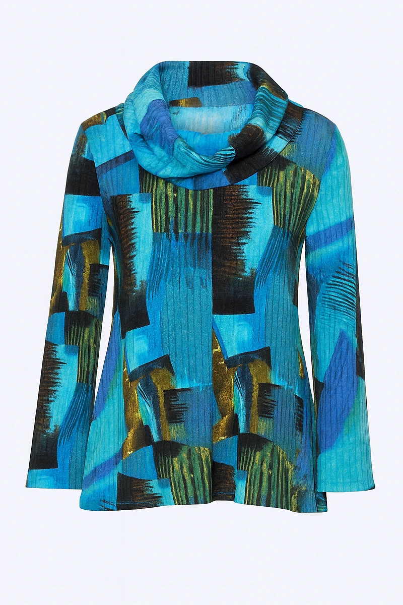 Printed rib knit tunic