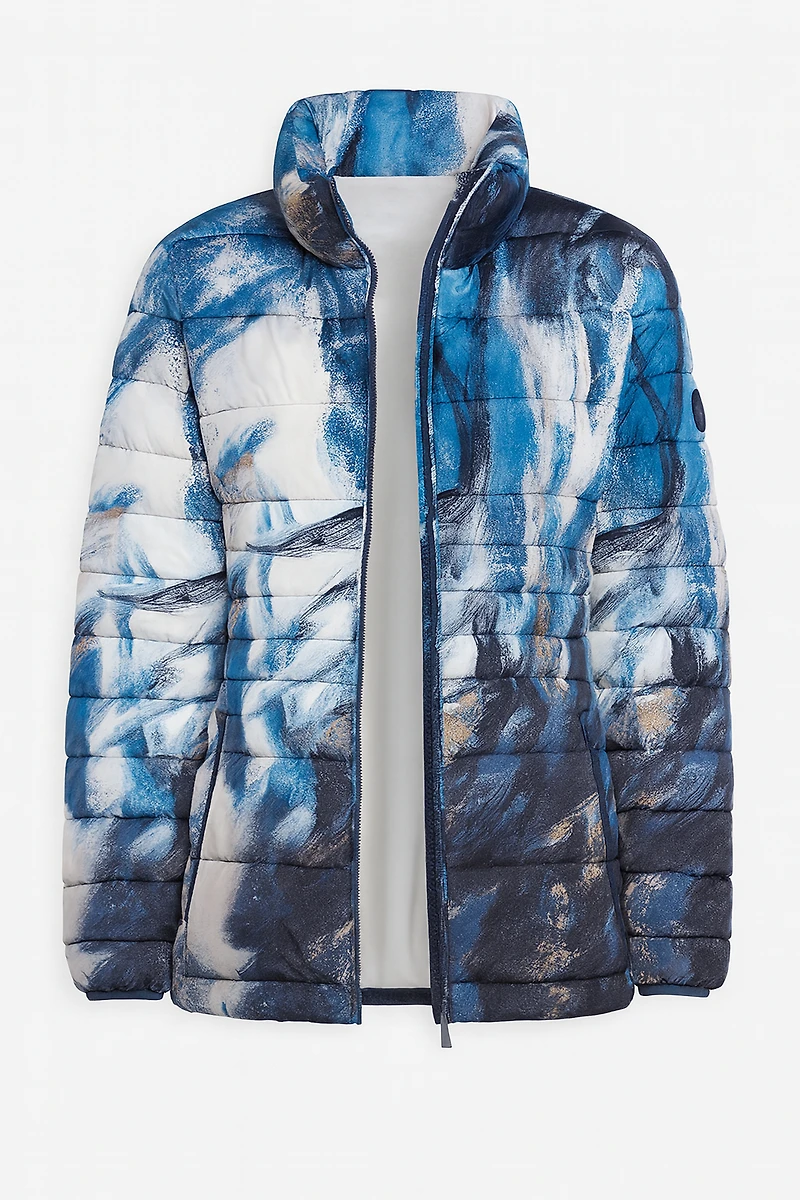 Printed pillow collar quilt jacket