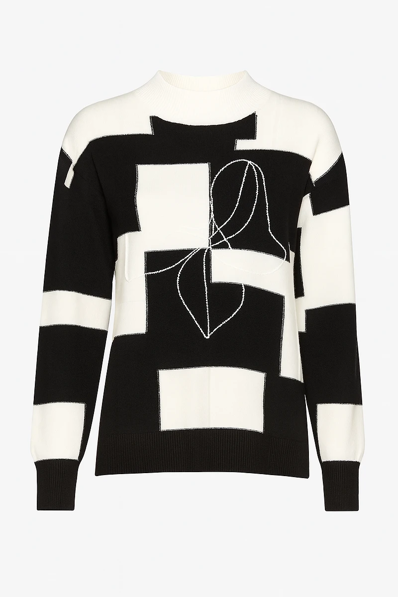 Black and white check design sweater
