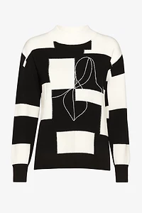 Black and white check design sweater