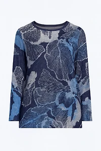 Floral burnout jacquard knit top
