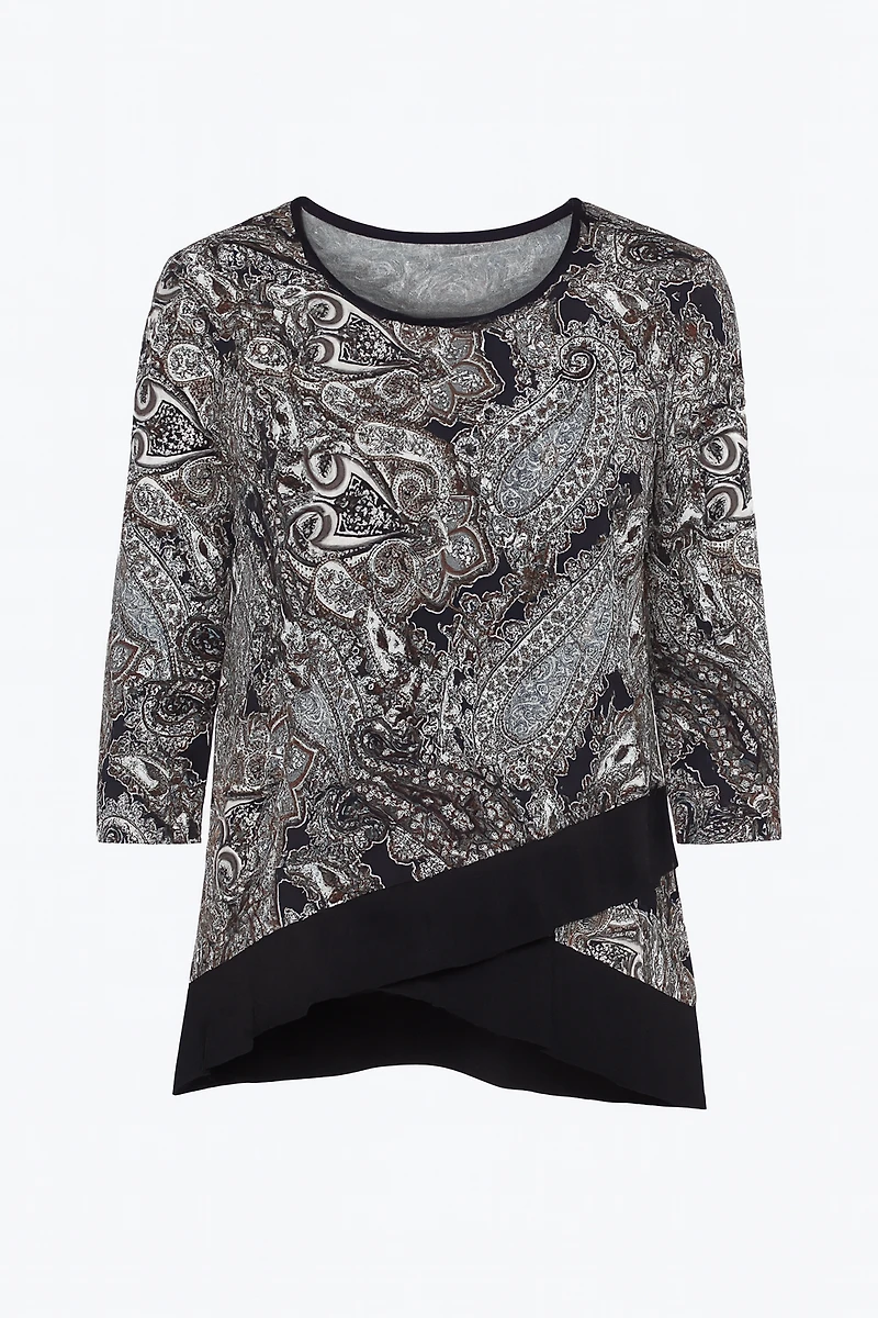 Chiffon trim paisley sequin top