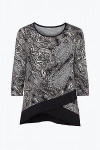 Chiffon trim paisley sequin top