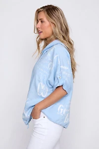 Alphabet print hoodie blouse