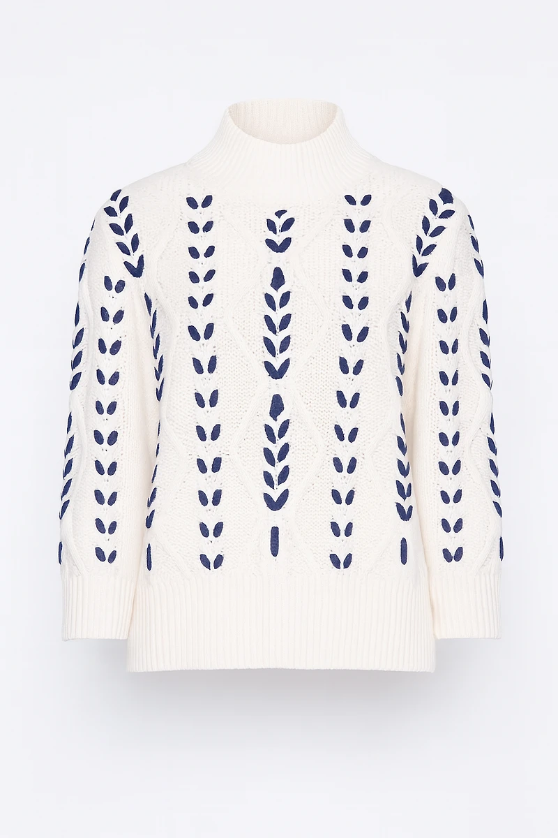 Cotton blend cable sweater